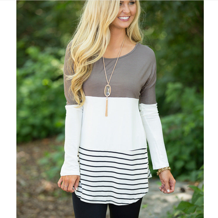 Women's Color-Block Long Sleeve Dress with Lace Back