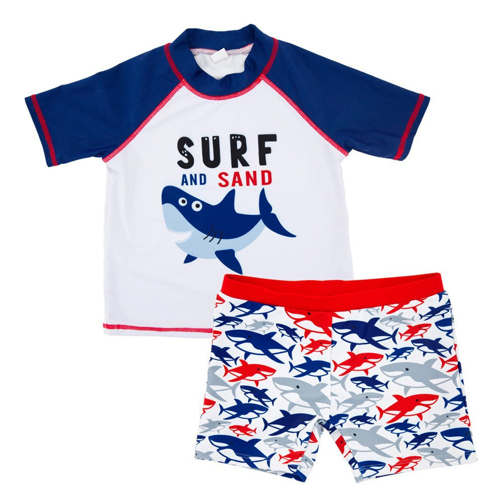 Boys' Cartoon Sun Protection One-Piece Swimsuit