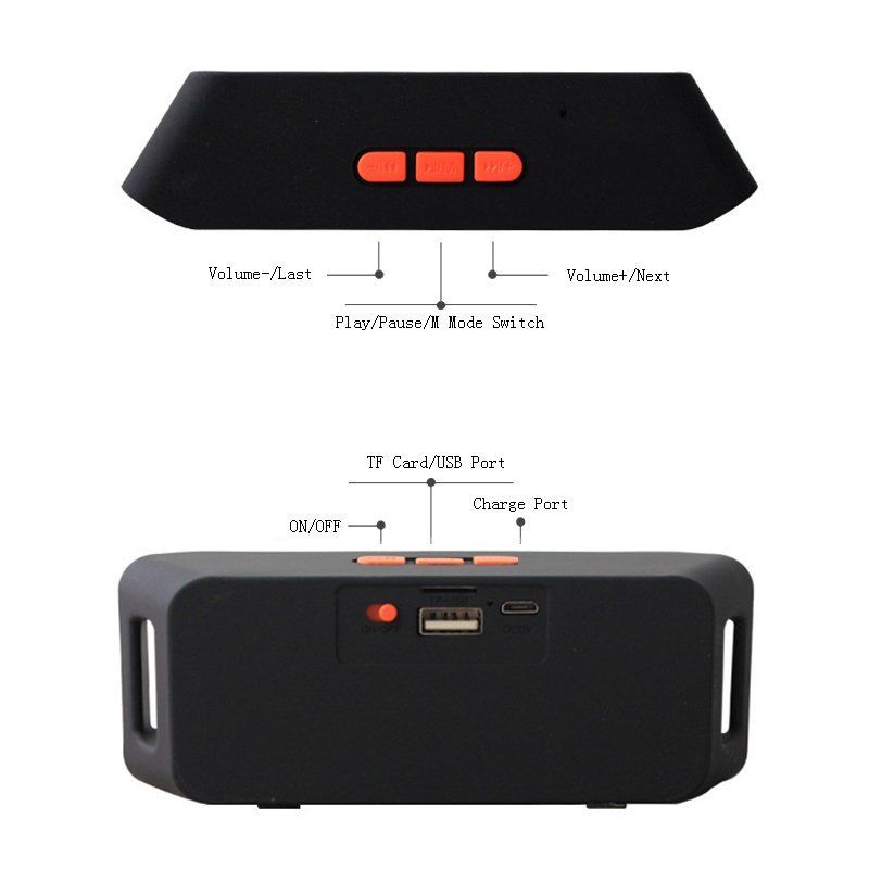 Tune Thunder Rechargeable Wireless Bluetooth Portable Speaker Outdoor USB/TF/FM Radio Stereo