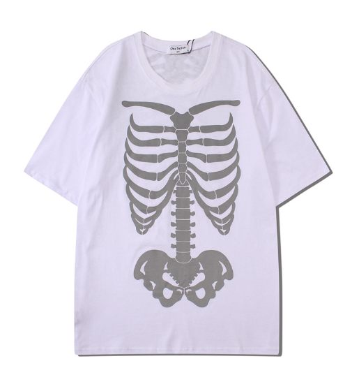 Oversized Skeleton Print T-Shirt for Couples