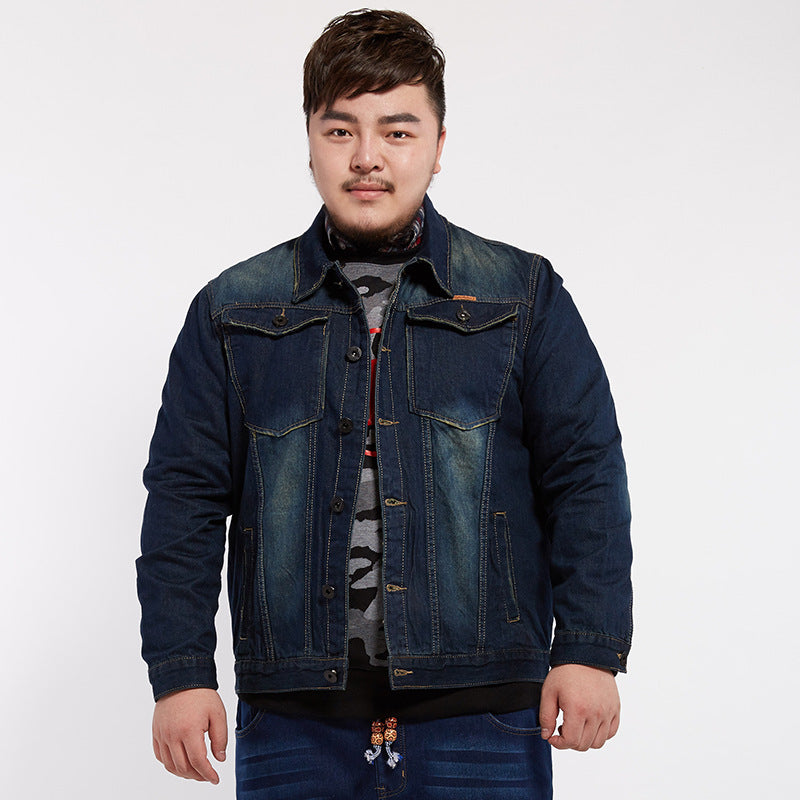 Men's Plus Size Slim Fit Denim Jacket for Fall/Winter