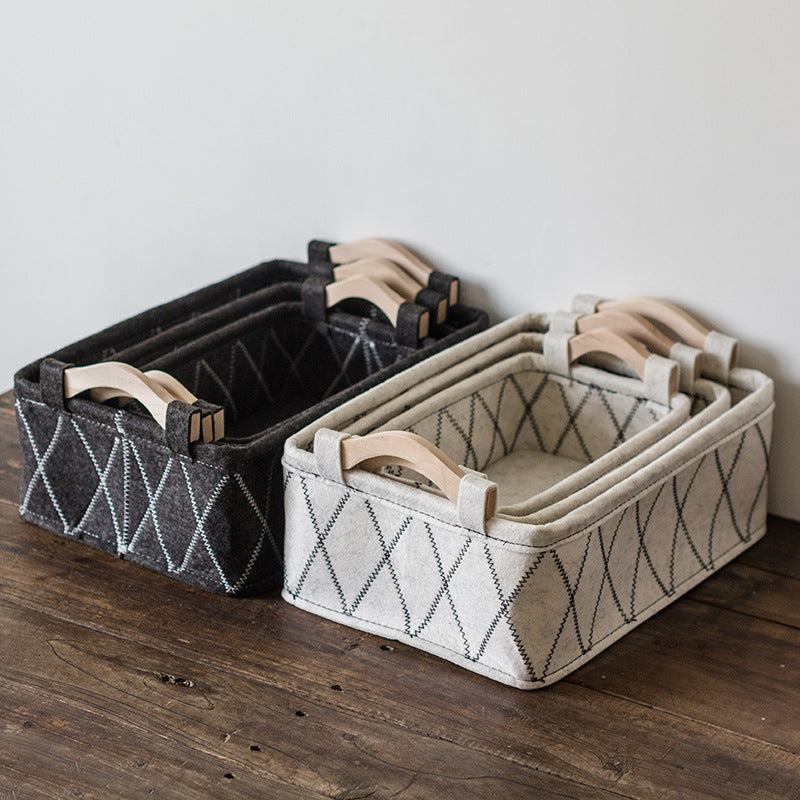 Desktop Storage Box, Felt Organizer Basket for Cosmetics