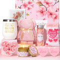 Valentines Day Gifts for Her Wife Girlfriend Cherry Blossom Bath Spa Gifts for Women Relaxing Anniversary Self Care Gift Baskets for Women Unique Birthday Gifts for Mom Sister Daughter Aunt Friends