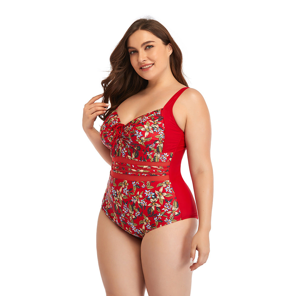 Plus Size Printed Retro One-Piece Swimsuit
