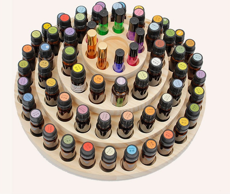 Wooden Essential Oil Box with Rotating Display Stand
