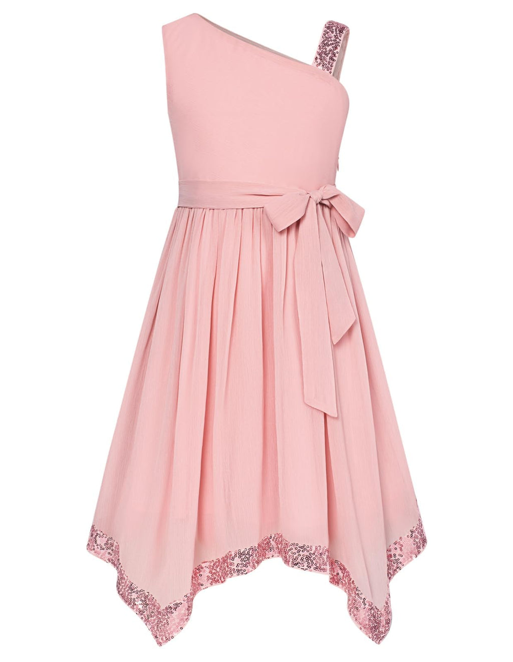 GRACE KARIN Pink Dress for Girl One Shoulder Party Formal Princess Prom Dresses Size 10