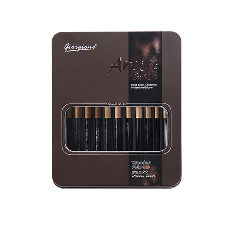 Watercolor Brush Set with 12 Paints in Metal Box