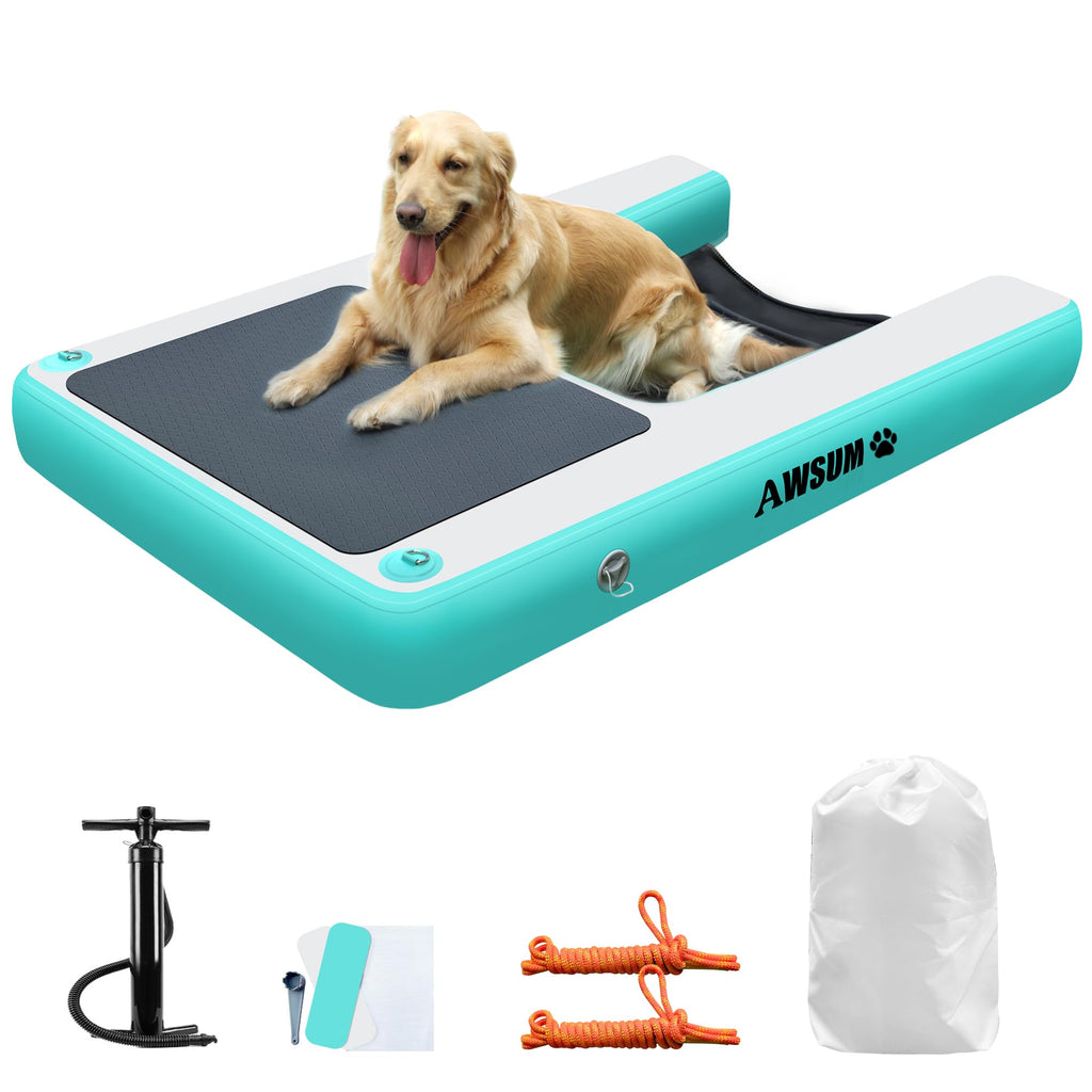 Rampe gonflable extra large pour chien, flottante pour bateau, pour chiens sur l'eau, marches d'échelle pour piscine, lac, bateaux et quai, avec patin antidérapant.
