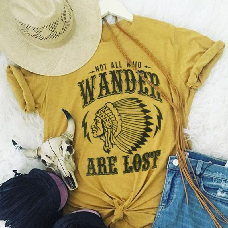 Trendy Short Sleeve T-Shirt with Indian Letter Print