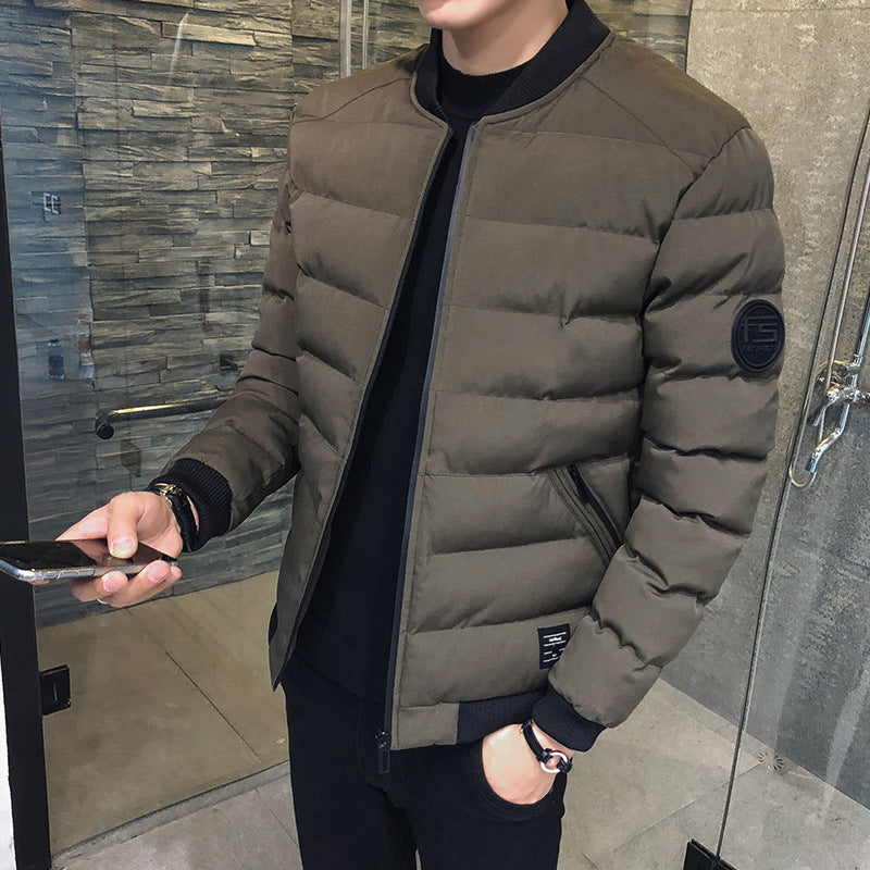 Winter Slim Fit Men's Cotton Jacket with Stand Collar