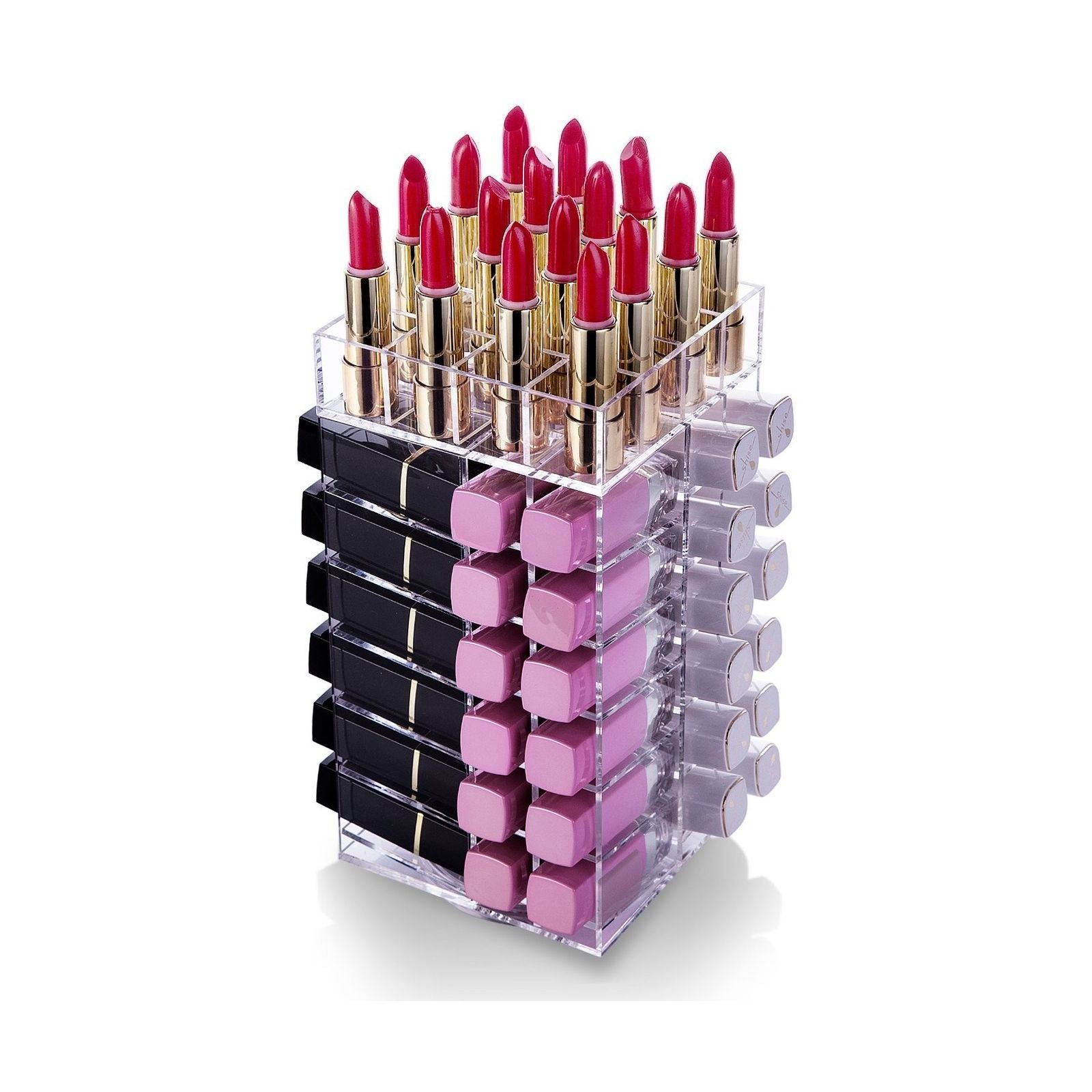 Rotating Acrylic Lipstick Display Stand with 64 Slots