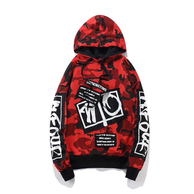Camo Oversized Hoodie with Attached Hood for Fall