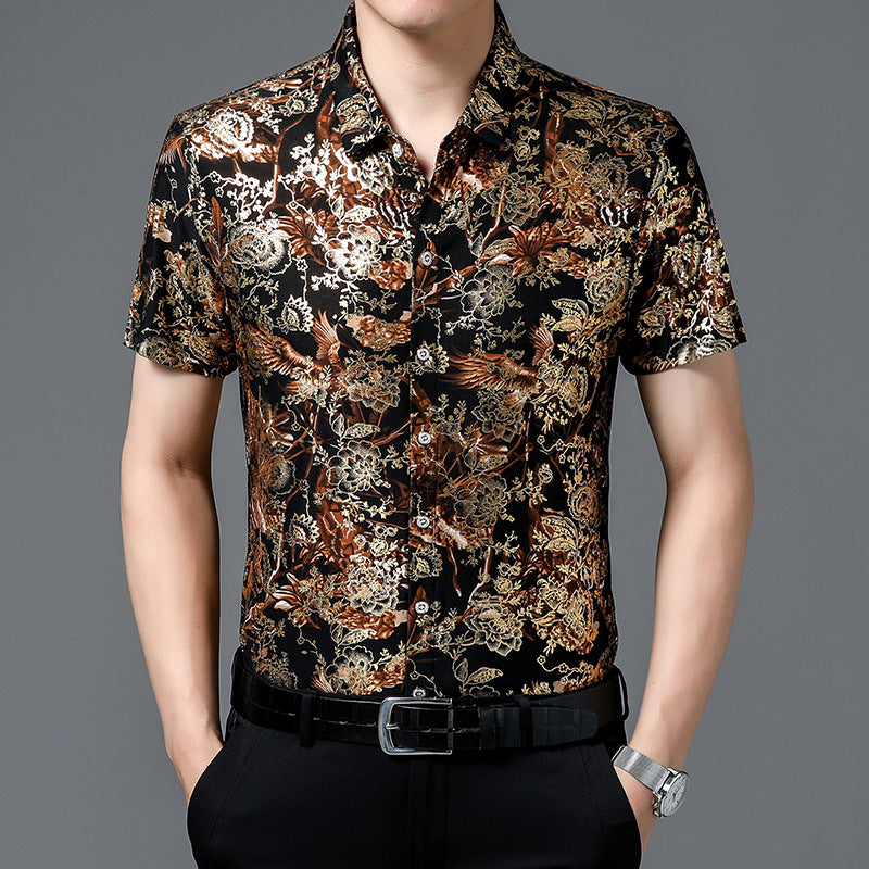 Men's Short Sleeve Fashion Floral Shirt - Summer Style
