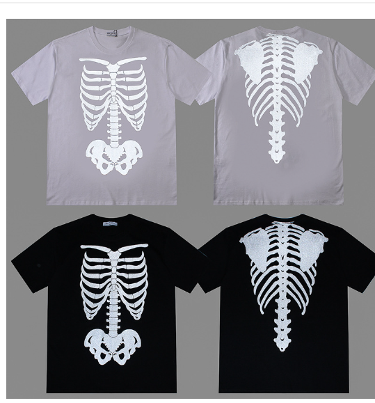 Oversized Skeleton Print T-Shirt for Couples
