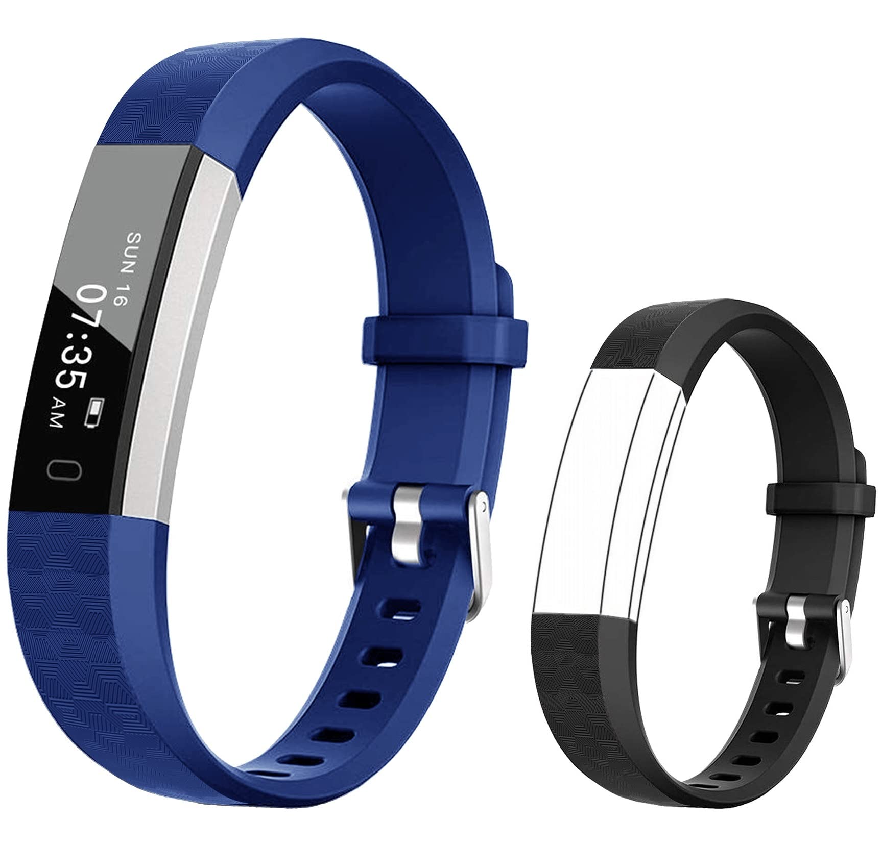 BIGGERFIVE Slim Fitness Tracker Watch for Kids Girls Boys Teens Waterproof Activity Tracker with Pedometer Calorie and Step Counter Sleep Monitor Silent Alarm Clock(Dual Bands)
