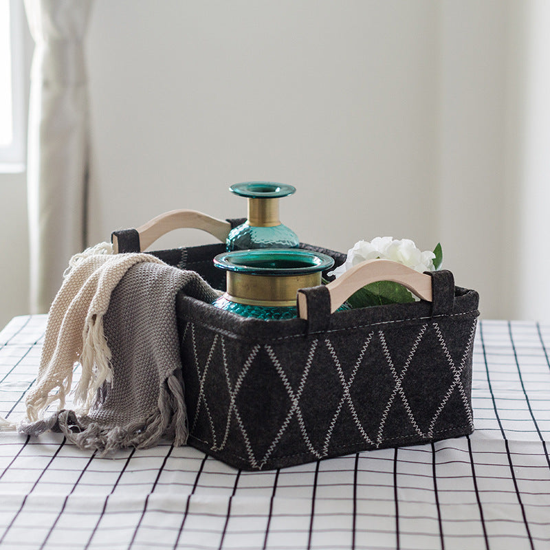 Desktop Storage Box, Felt Organizer Basket for Cosmetics
