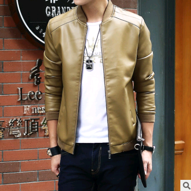 Men's Slim Fit Motorcycle Leather Jacket (Plus Size)