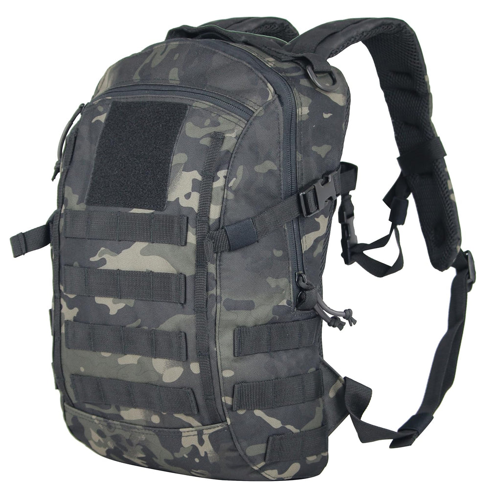 PAIWPHLI Small Tactical Backpack Military Daypack 12L Molle Bag Rucksack Army Daypack for OutdoorHikingCampingTravel (Black Camo)