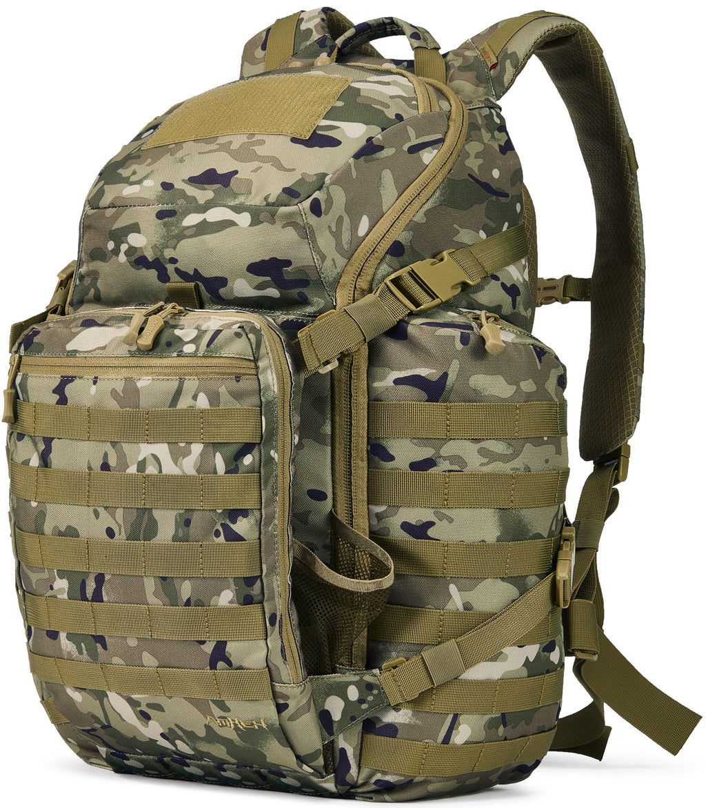 AMHEH Tactical Backpack Military Molle Bag Army Rucksack Water Resistant Outdoor Daypack 3 Day Assault Pack Large 52L (Camo)