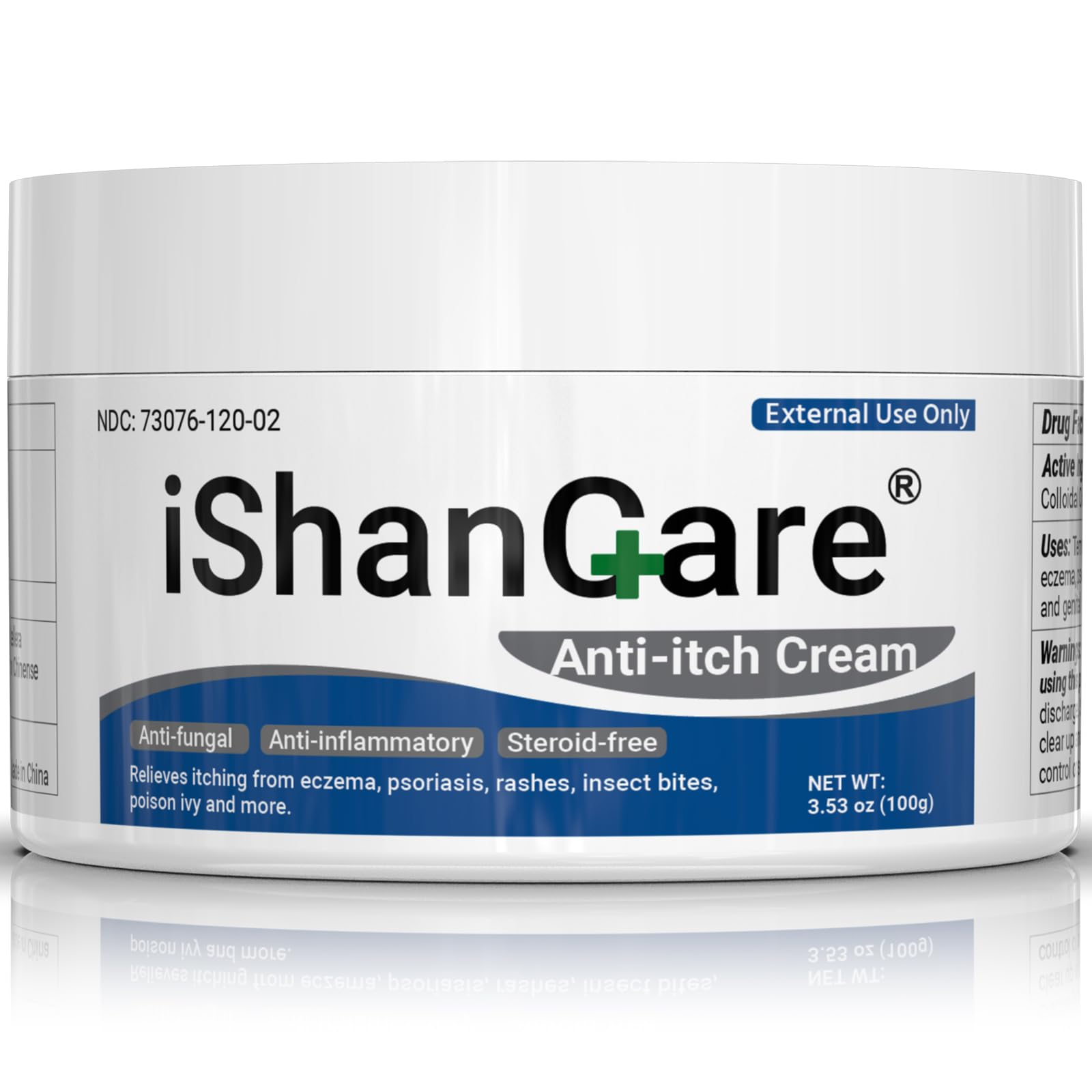 ishancare Anti Itch Cream Extra Strength Oatmeal Soothing Skin Itch Relief Ointment for Rash Dermatitis Eczema Psoriasis Hives Sun Bites Poison Ivy Large Can 3.5 oz