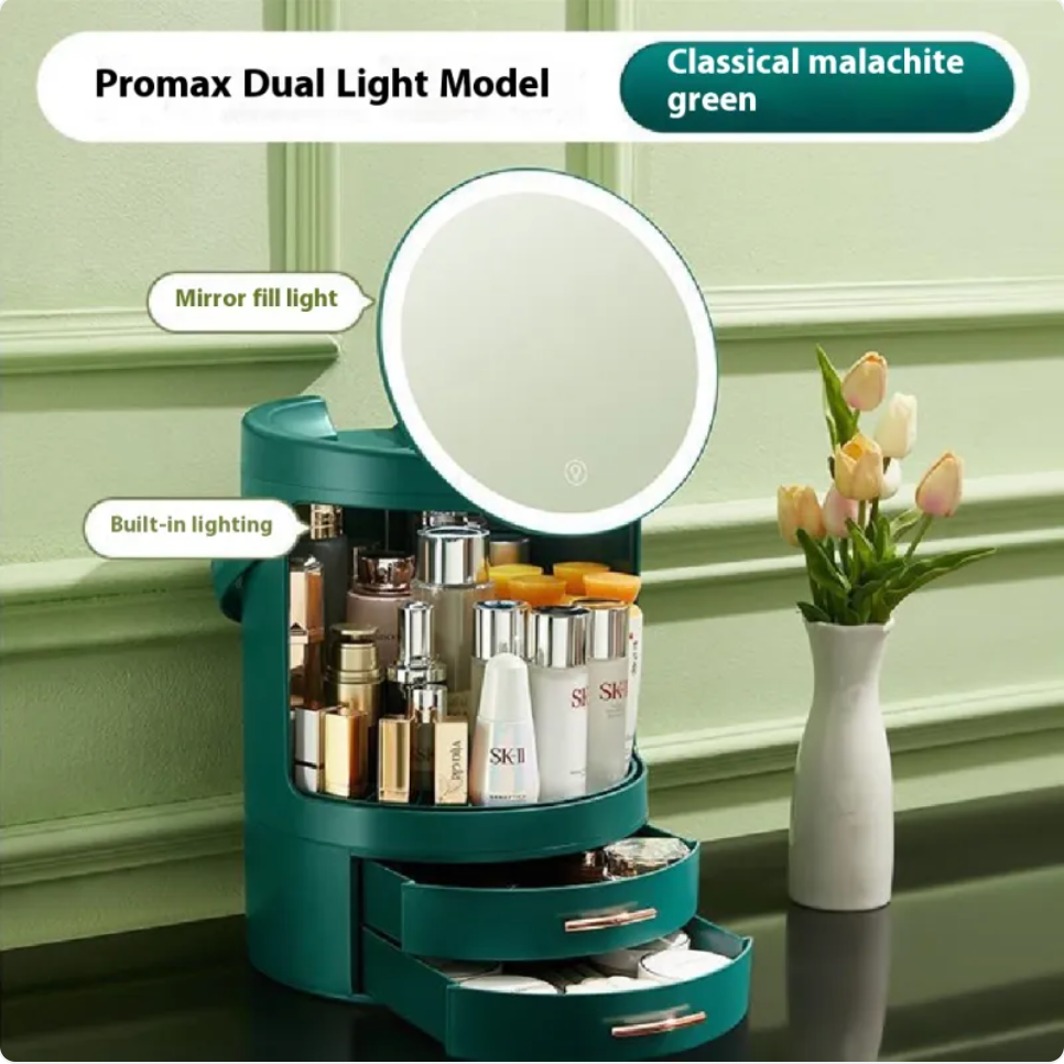 High-End Cosmetics Storage Box with Mirror and Light