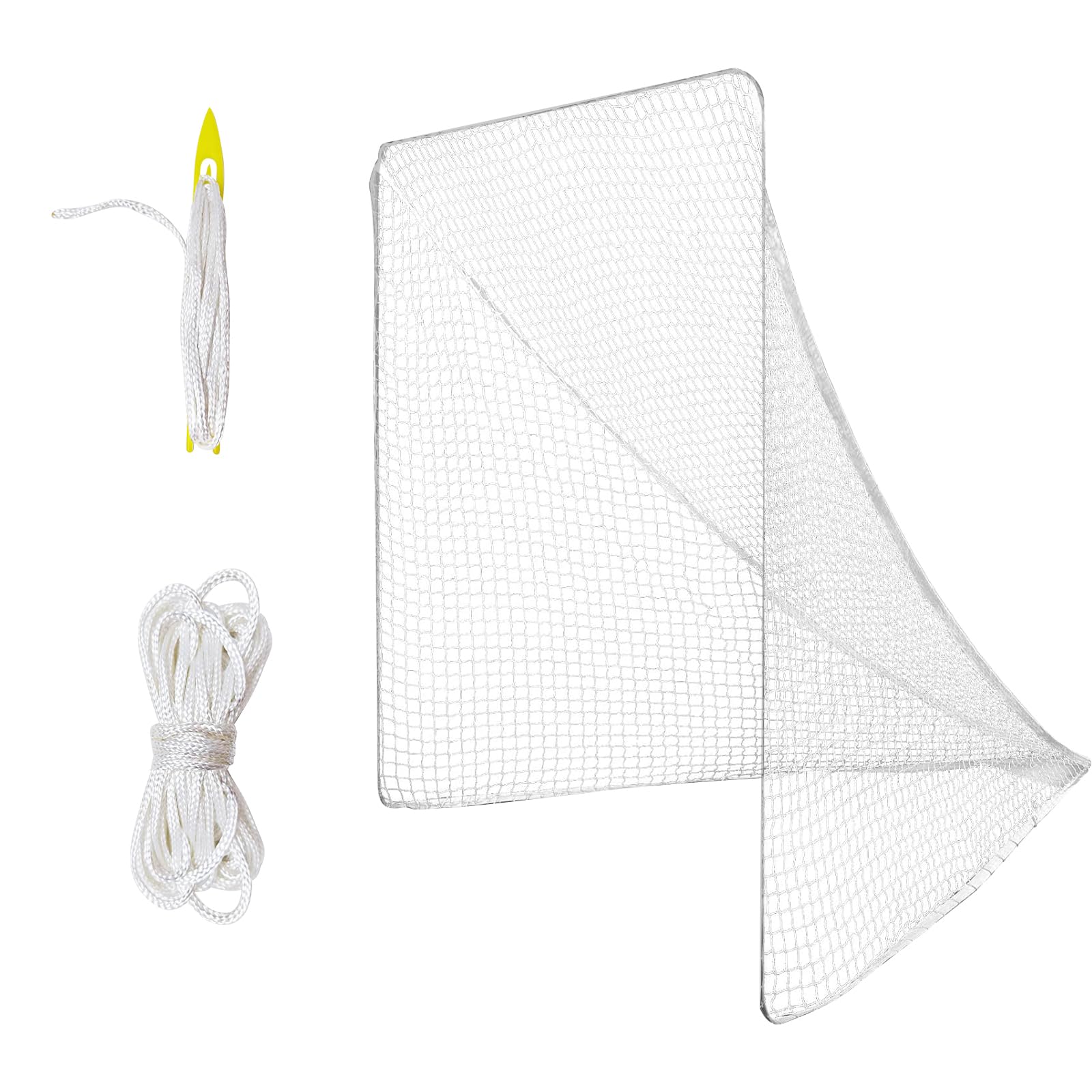 4mm Heavy Duty 6’X6’X7’Lacrosse Replacement Net with 1x Installation Tool and 2x49ft Lacrosse Goal Net Lacing Rope Lacrosse Net for Lacrosse Practice or Competition of Backyard Playground