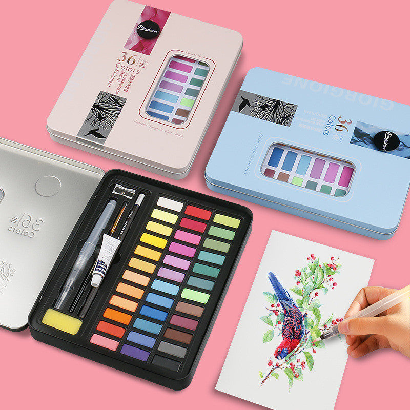 Ensemble complet de 36/48 couleurs d'aquarelles et accessoires