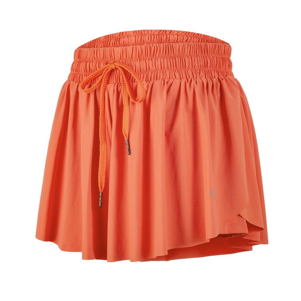 luogongzi 2 in 1 Flowy Womens Shorts for Summer Gym Yoga Athletic Workout Running Biker Spandex Comfy Lounge Sweat Skirt(S Coral)