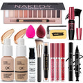 All in One Makeup Kit for Women Full Kit 12 Colors Eyeshadow Foundation & Primer Lipsticks Eyeliner Mascara Contour Stick Brow Soap Makeup Brush & Sponge Make Up Gift Set for Women Teens