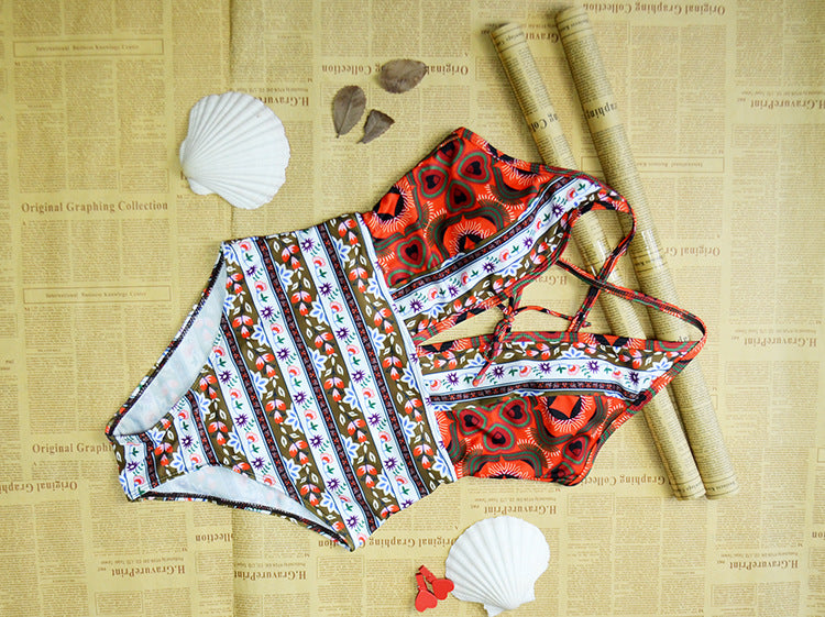 Women's Printed Bikini and One-Piece Swimsuit Set