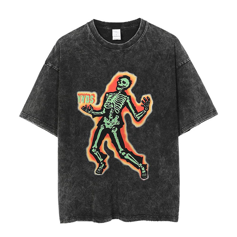 Retro Skull Graphic Cotton T-Shirt for Men