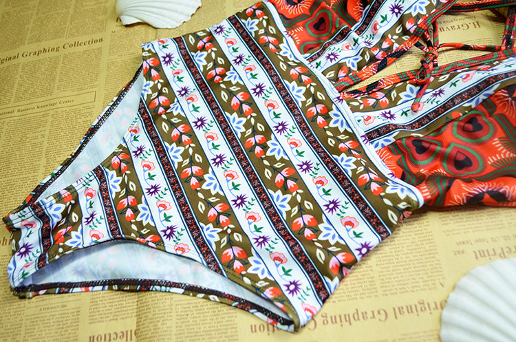 Women's Printed Bikini and One-Piece Swimsuit Set