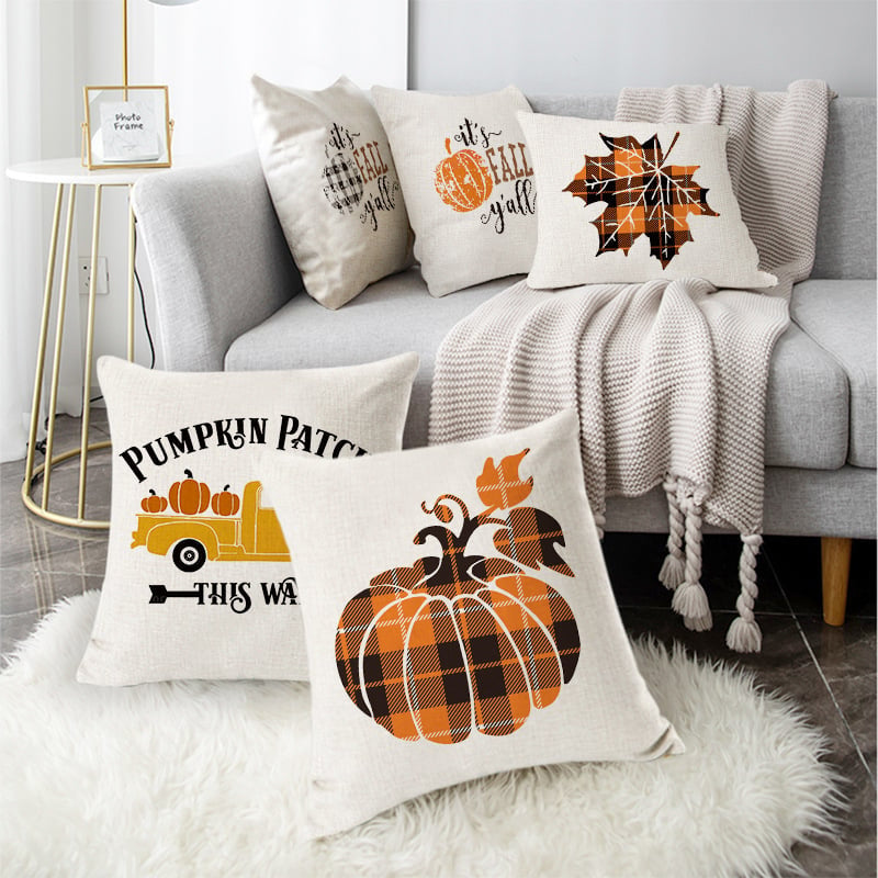 Coussin d'oreiller en peluche de lin pour canapé, Thanksgiving, Pâques
