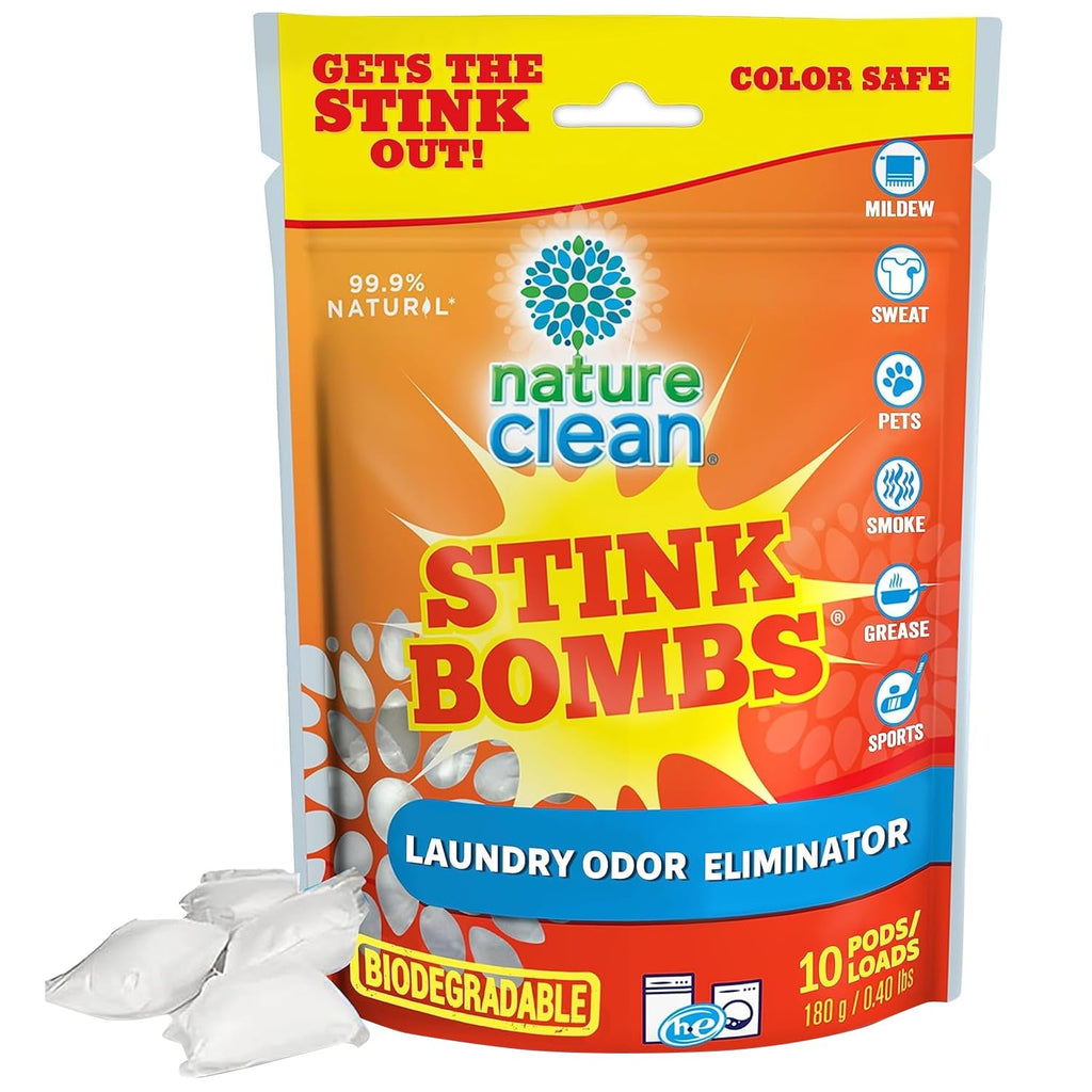 Nature Clean Stink Bomb Odor Remover Pacs for Laundry 10 Count
