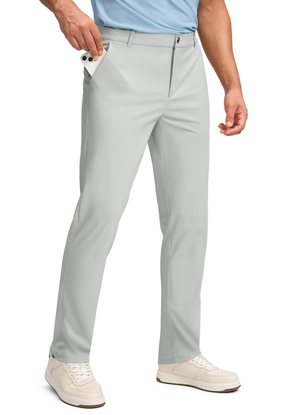 Obla Mens Golf Pants - 30"/32"/34" Slim Fit Stretch Lightweight Trousers with 5 Pockets Casual Travel Dress Work Pants for Men (Silver Grey_L34 W30)