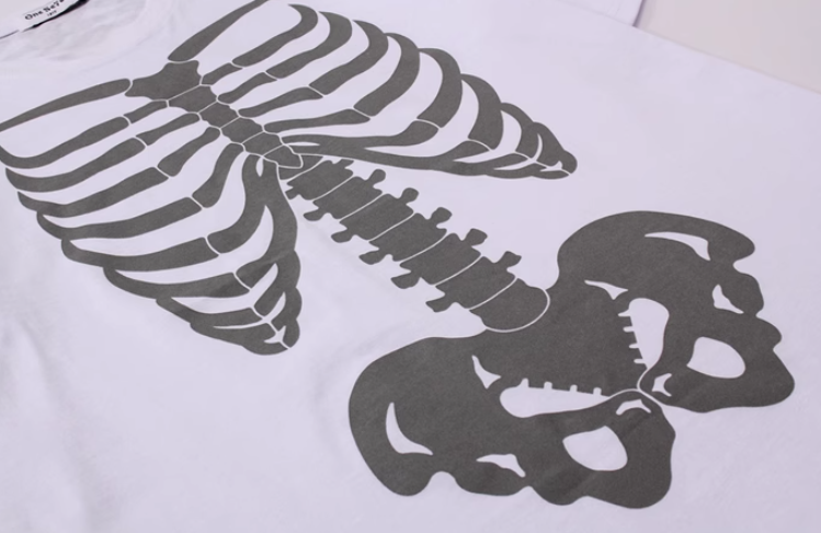 Oversized Skeleton Print T-Shirt for Couples