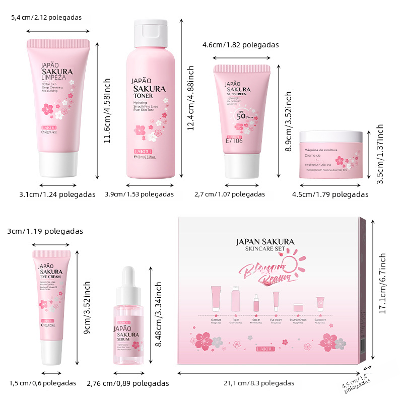 LAIKOU Cherry Blossom Skincare Set with Cleanser & Cream