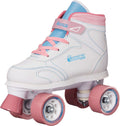 Chicago Girls Sidewalk Roller Skate - White Youth Quad Skates High-Top Roller Skates for Kids Beginner-Friendly with Durable Polyurethane Wheels Indoor & Outdoor Roller Skating Size 3