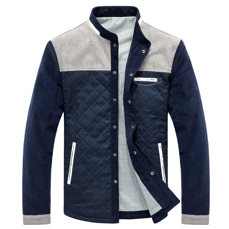 Men's Slim Fit Corduroy Jacket with Stand Collar