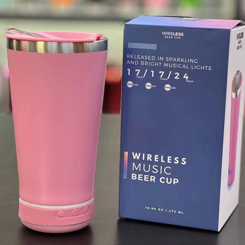 16oz Bluetooth Speaker Beer Mug - Stainless Steel Travel Cup