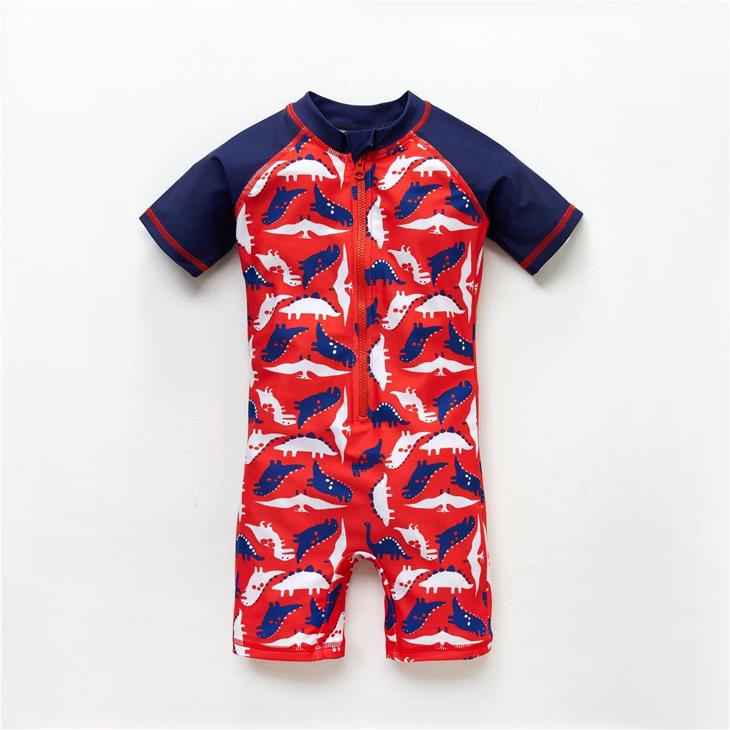 Boys' Cartoon Sun Protection One-Piece Swimsuit
