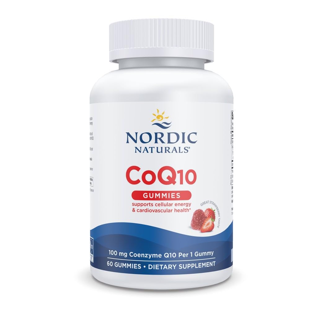 Nordic Naturals CoQ10 Gummies Strawberry - 60 Gummies - 100 mg Coenzyme Q10 (CoQ10) - Great Taste - Heart Health Cellular Energy Production Antioxidant Support - Non-GMO Vegan - 60 Servings