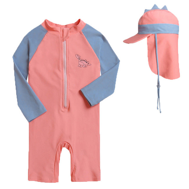 Dinosaur Print Summer One-Piece Swimsuit for Kids