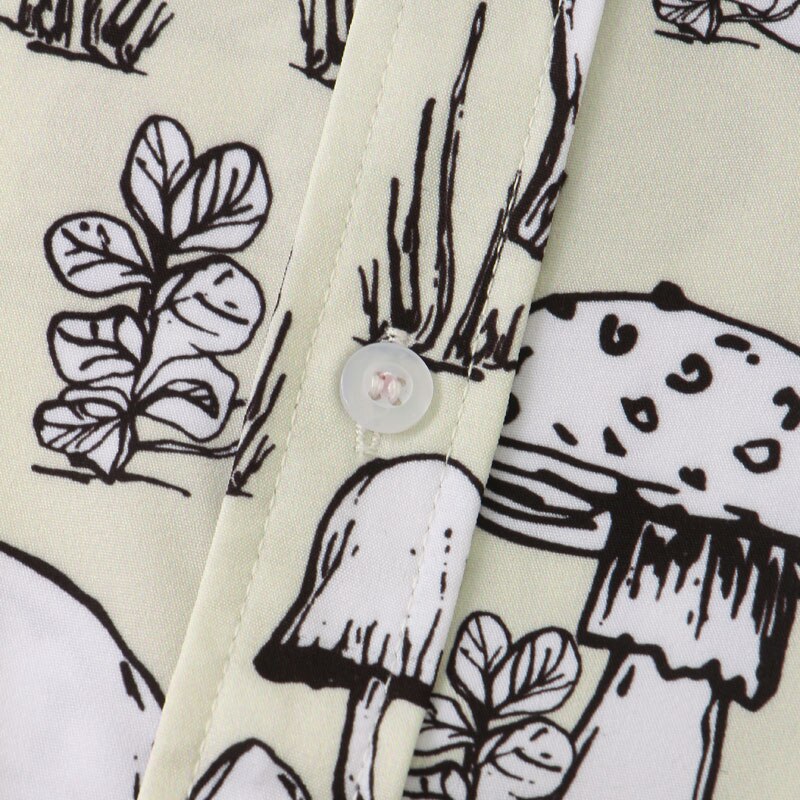 Men's Casual Hawaiian Short-Sleeve Mushroom Shirt