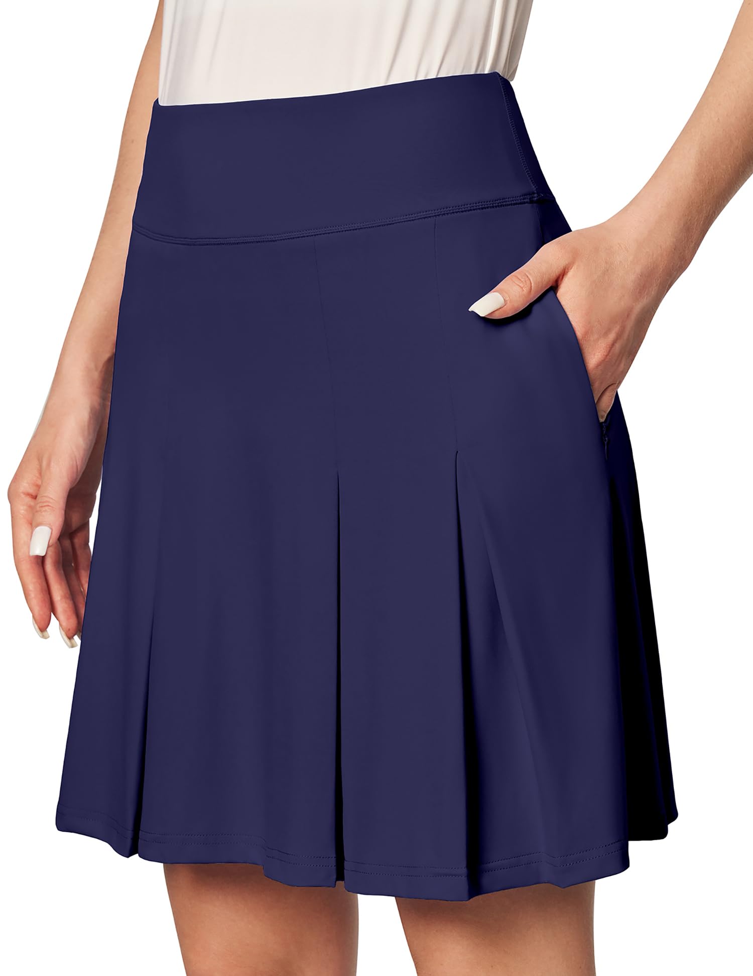 Ewedoos 20”Skort Golf Skirts for Women with Zip-Pocket Knee Length Skorts for Woman Casual Athletic Pleated Tennis Skirt