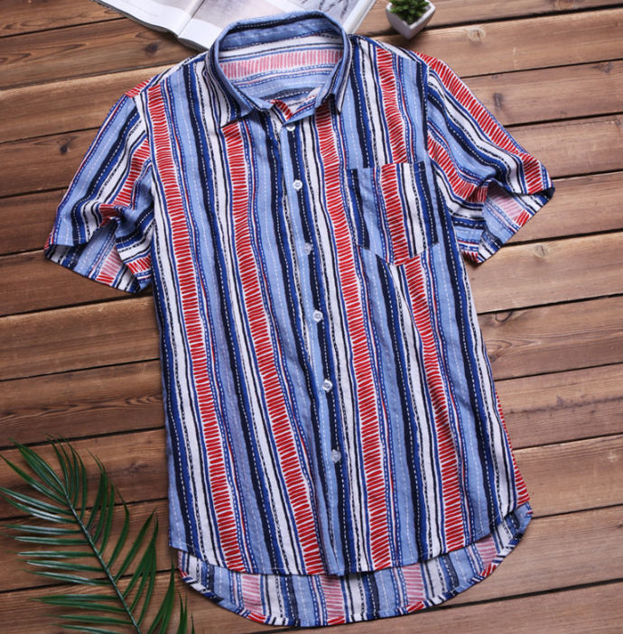 Men's Striped Short Sleeve Shirt - Summer Fashion Style