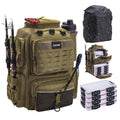 Goture Fishing Backpack with 4 Tackle Boxes Fishing Tackle Backpack with Rod Holders 45L 600D Large Fishing Bag Storage Fishing Gear Tackle Bag with 8 Lure PocketsRain Cover for Camping Hiking