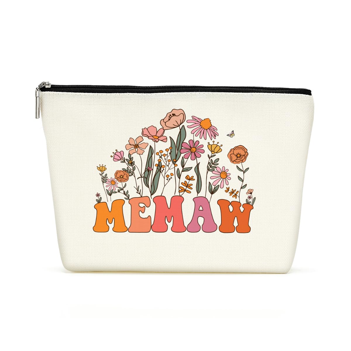 Retro Flower Mothers Day Birthday Gifts for Memaw Funny Grandma Gifts from Granddaughter Makeup Bag Cosmetic Bag Retirement Wedding Anniversary Appreciation Gifts for Women Grandma Nana Grandmother
