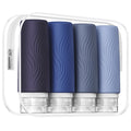 kuangre Travel Bottles for Toiletries Tsa Approved 3oz Portable Travel Bottles BPA Free Leak Proof Squeezable Silicone Travel Size Containers Travel Accessories with Clear Toiletry Bag (4 Pack)