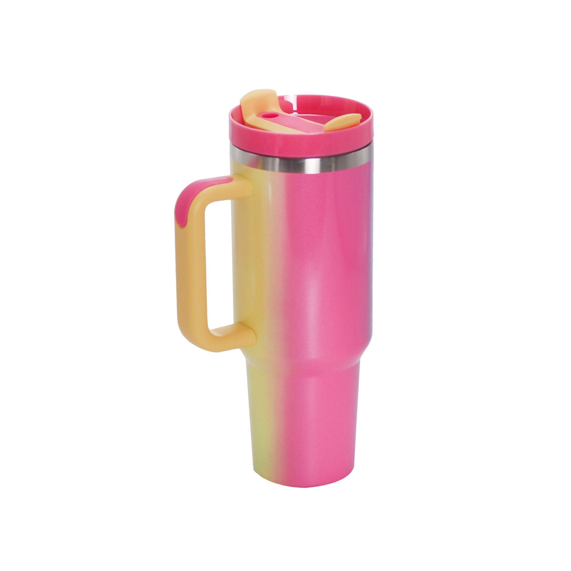 40oz Stainless Steel Travel Mug with Straw & Handle